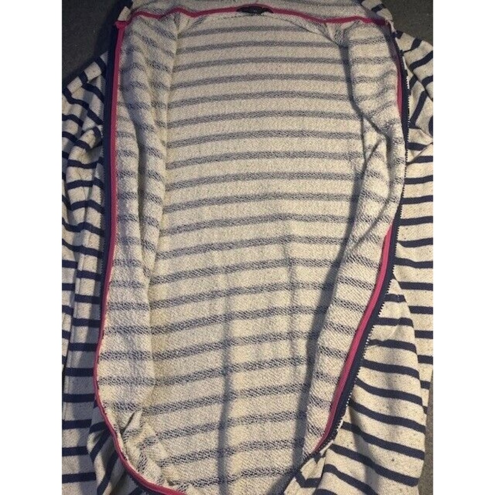 LANDS END Robe Girls XL 16+ Striped Full Zip HOODIE Long Sleeve HEART‎ POCKETS - Picture 6 of 10